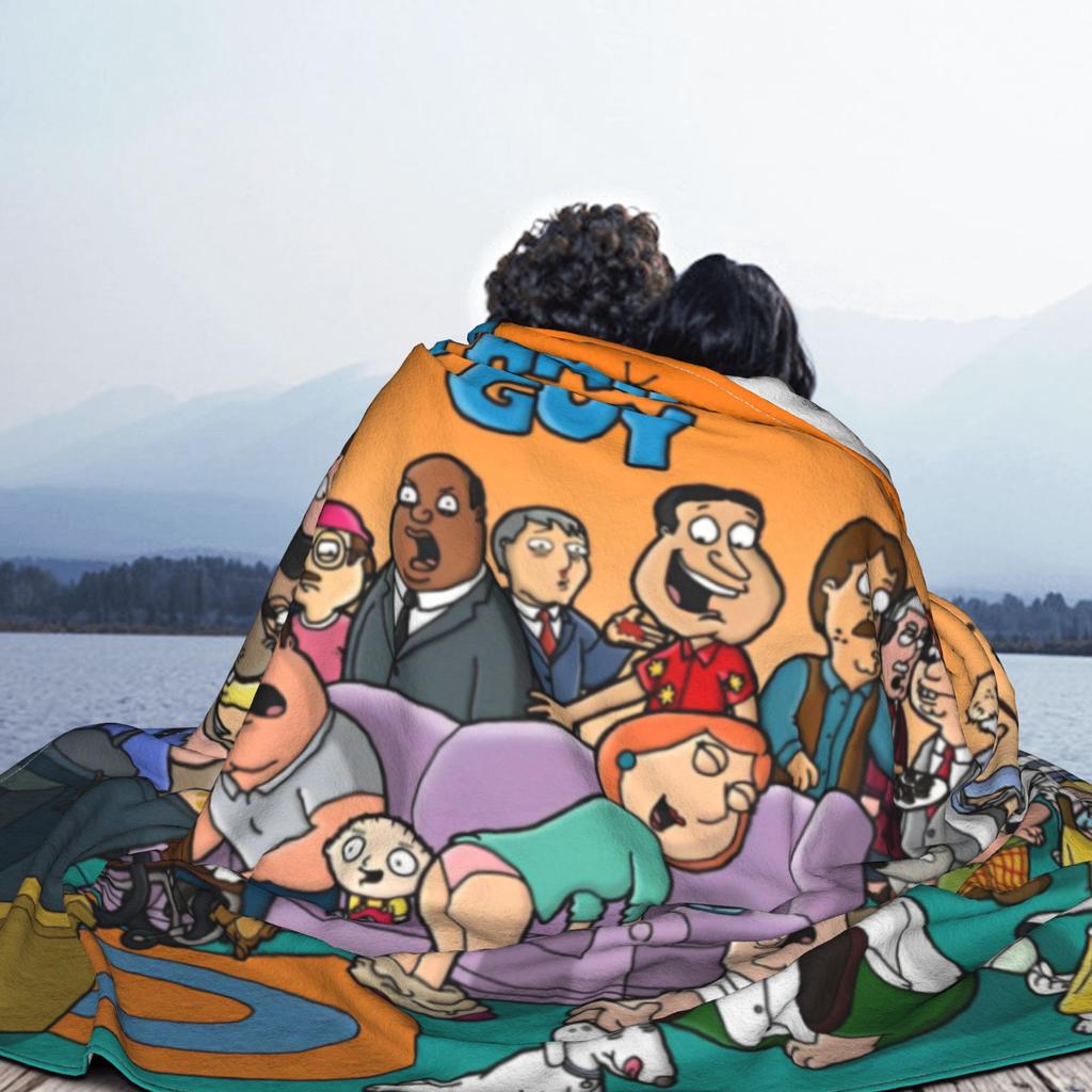 Families Guys Peter Griffin Blankets Fleece Cartoon Funny TV Lightweight Thin Throw Blanket for Outdoor Travel Bedding Quilt