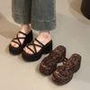 Fashion 2025 Platform Slippers Women Square Toe Sandals High Heels Shoes Woman 2025 Trend Summer New Dress Sexy Slides Mujer