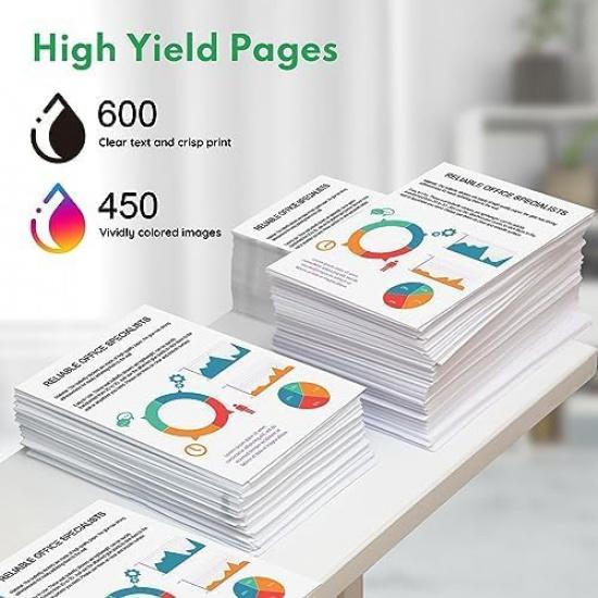 60XL Ink Cartridges Combo Pack (2 Pack,1Black/1Tricolor) -LOMENTI Compatible 60XL 60 Ink Cartridges Replacement for Envy 110 120 Deskjet F4480 F4580
