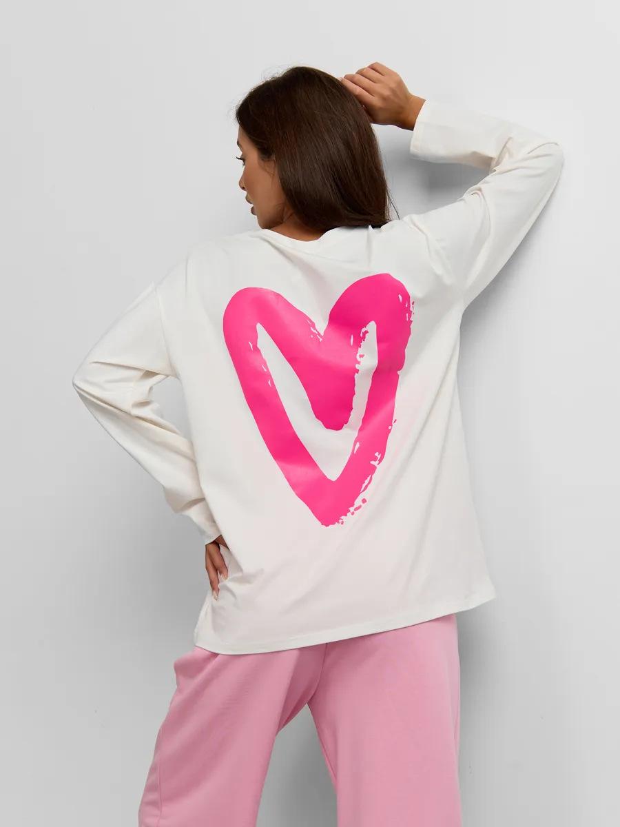 

100% cotton t-shirt autumn new popular love print versatile casual top S