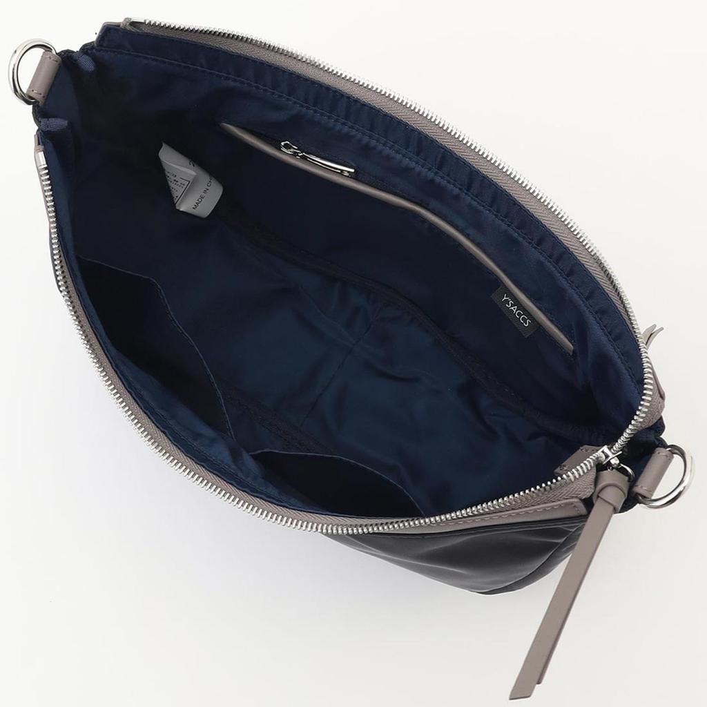 Isaac Twill Nylon Curved Shoulder Bag, Size S, 2004701, Navy (66)