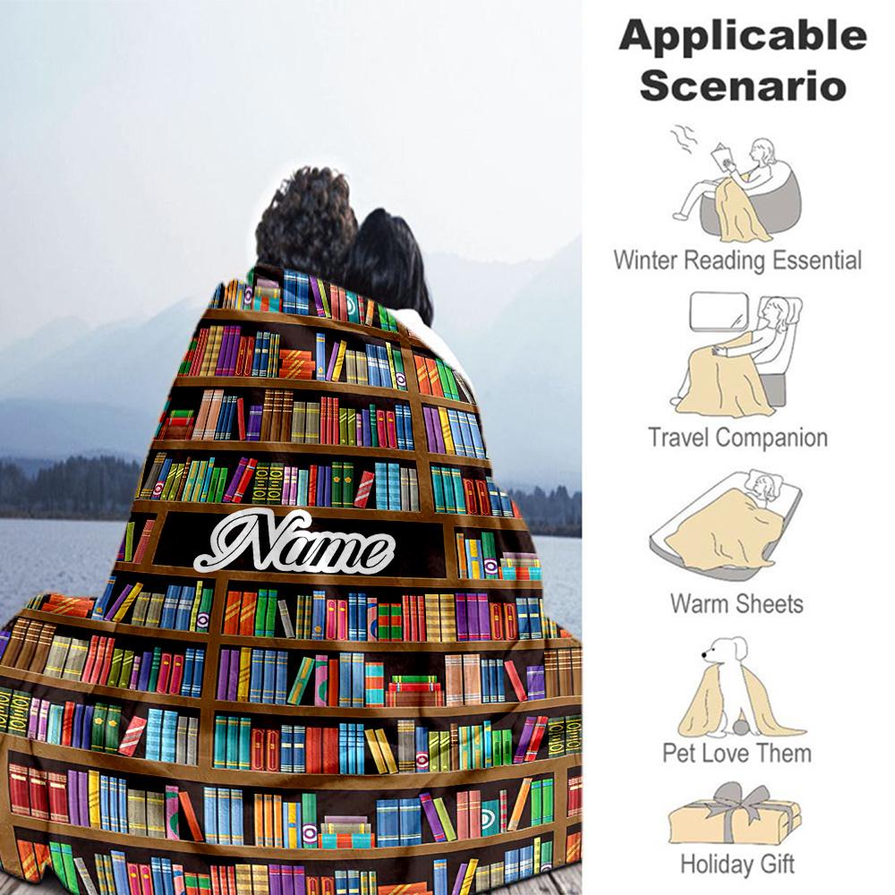 Library Personalized Name Blanket Gift Personalized Blanket Durable Comfort Versatile for Living Room Sofa Office Chair Bed Ideal for All Seasons