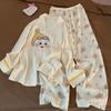Girls' Star Girls Pajamas Spring and Autumn Cardigan Lapel Double Long Suit Students can wear loungewear outside