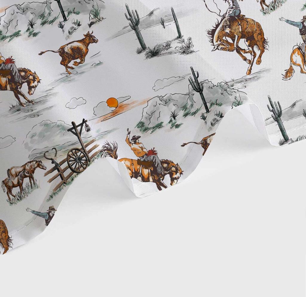 Western Cowboy Shower Curtain for Bathroom, Wild West Cowboy Ride Horse Cactus Bath Curtains, Farmhouse Country American West Th