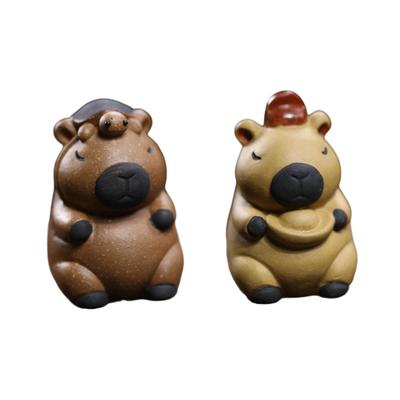 Capybara Mini Statue Tea Pet Cute Small Sculpture for Tea Room Desk Teahouse