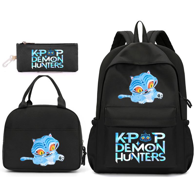 Kpop Anime Cartoon Printed Children'S School Bag Set Primary And Secondary School Student Pencil Bag College Meal Bag