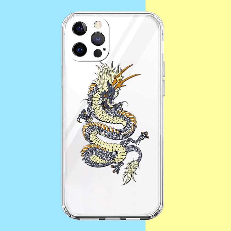 Chinese Dragon Phone Case for iPhone 16 15 14 13 12 Pro Max Transparent Soft for iPhone 11 Pro Max 7 8 Plus XS XR Shell Capas