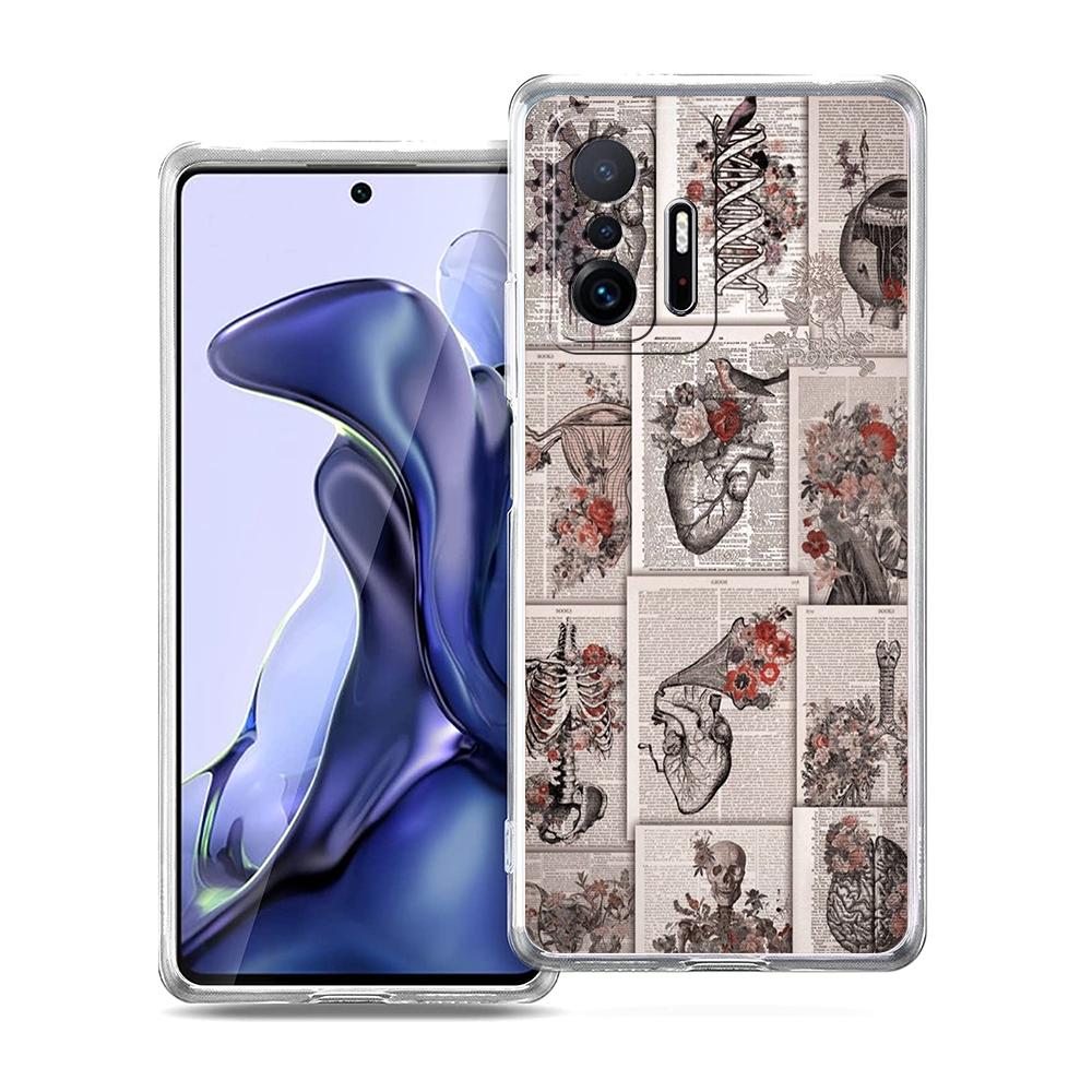 

Transparent Phone Case for Xiaomi Mi 14 13 12 11 Ultra Poco X3 NFC F3 F6 Pro 5G Soft TPU Shell Anatomy Skeleton Chalkboard Heart Xiaomi 12 Lite