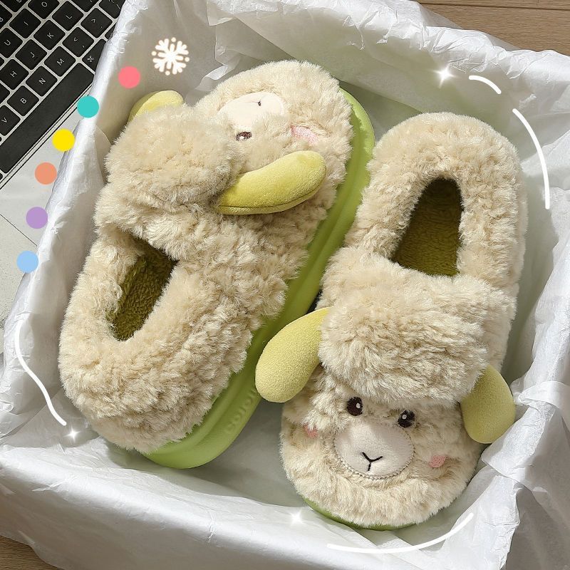 Cotton new slippers winter outdoor wear indoor home cute warm hair bag and confinement cotton shoes