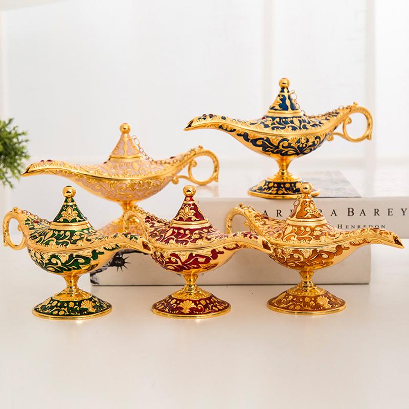 Aladdin Lamp Desktop Crafts Ornament Metal Crafts God Lamp Wishing Lamp Vintage Home Decoration Holiday Gift