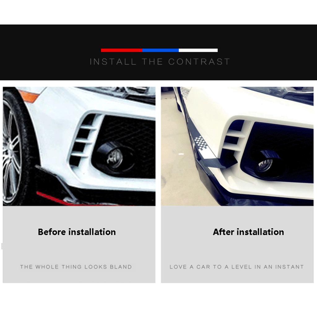 ABXV-4Pcs Car Front Bumper Lip Splitter Fin Long Air Knife Auto Body Kit Car Spoiler For Honda Civic 10TH Type-R 2019-2021
