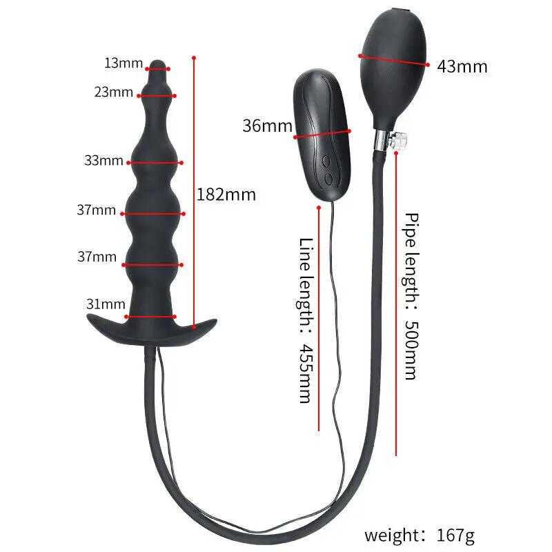 Vibrating Inflatable Anal Plug 12 Frequency Vibration Prostate Massager Anal Expansion Back Court Pull Beads With Remote Control