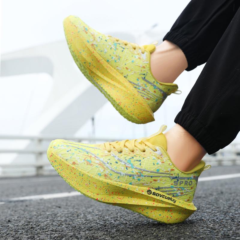 Mote Snøresko Løpesko Menn Kvinner Demping Joggesko Trening Sportssko Sklisikre Tykksålede Trenere Pustende