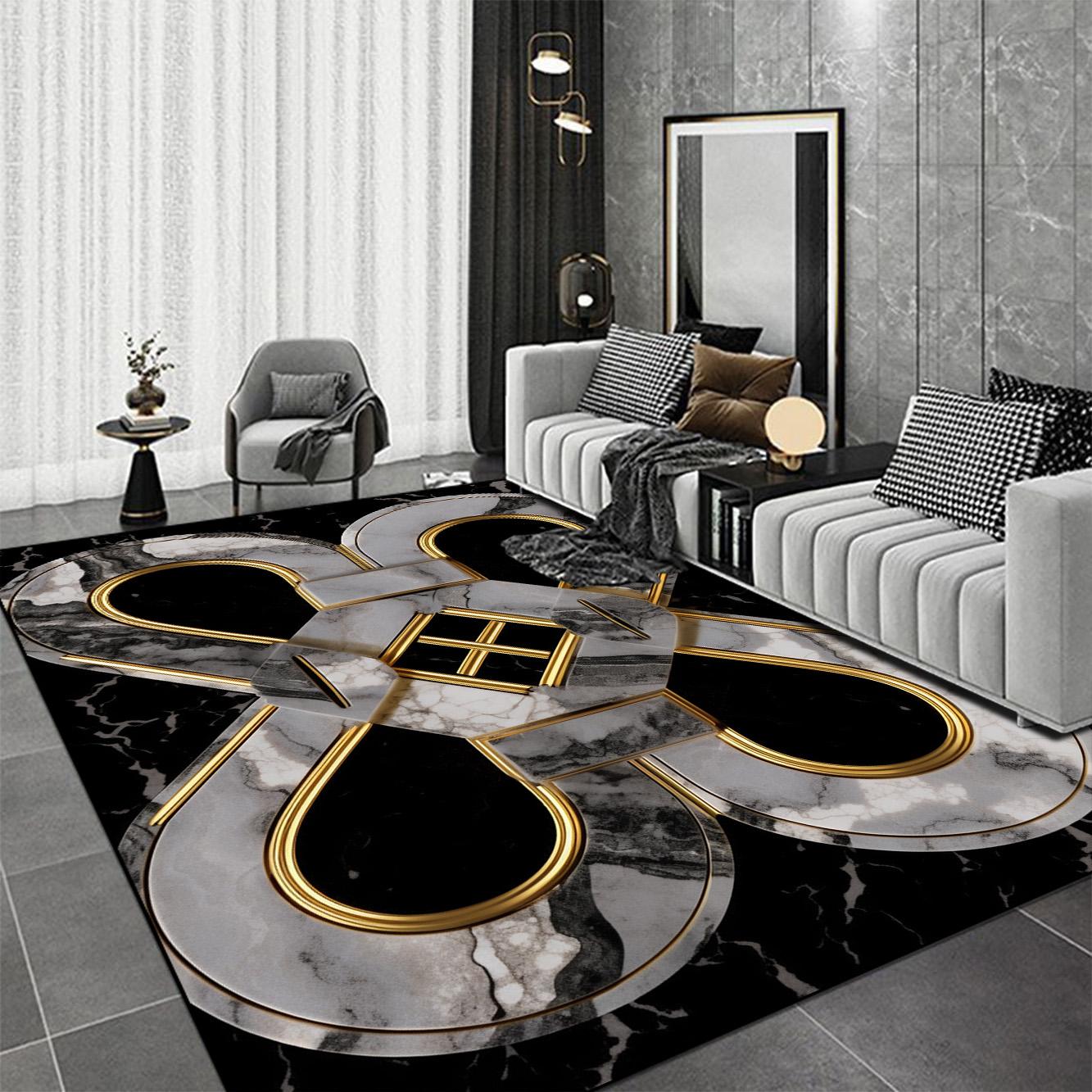 

Modern Luxury Home Carpets Living Room Decoration Geometry Rugs Hall Sofa Area Floor Mat Room Decor Bedside Soft Carpet Washable 60*90cm