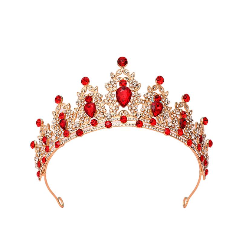 

Bridal Set Chain Bridal Jewelry Wedding Crown Necklace Earrings Three Piece Set Red Wedding Accessories Y14219YY-