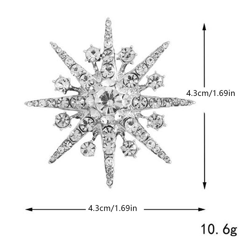Wedding Silver Snowflake Diamante Brooch Rhinestone Crystal Broach Pin Xmas Gift