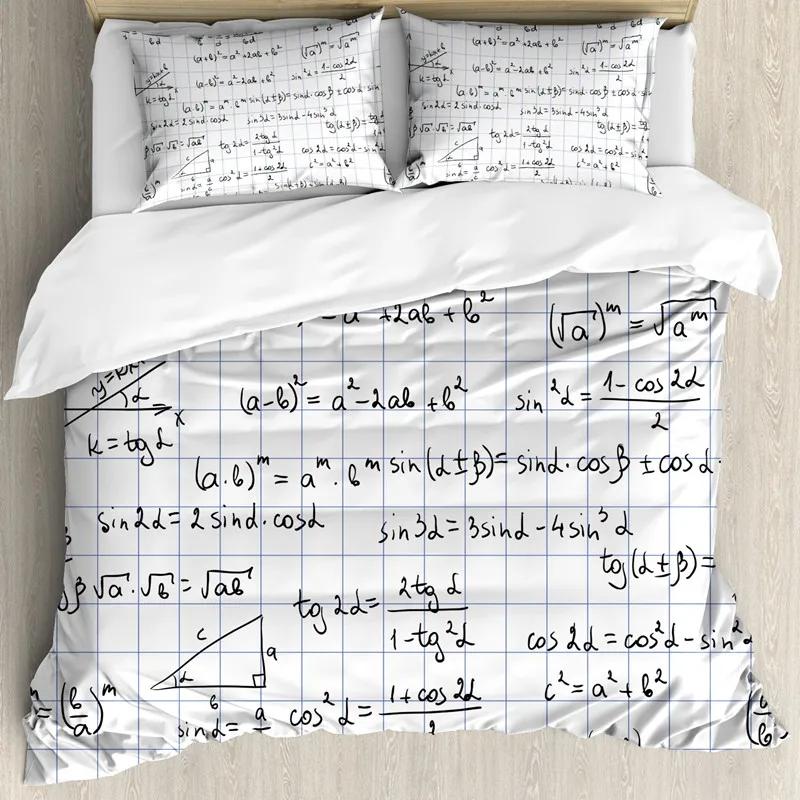 Math Function Duvet Cover Math Equation Bedding Set Double Microfiber Science Geometry Comforter Cover Educational Quilt Cover