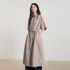 Gejin Women's Printed Slim-Fit Short-Sleeve Trench Coat