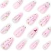 24Pcs Almond Fake Nail Press On Nail Artificial Acrylic Nail Glues On Nail Bows Heart Designs French Tips False Nail