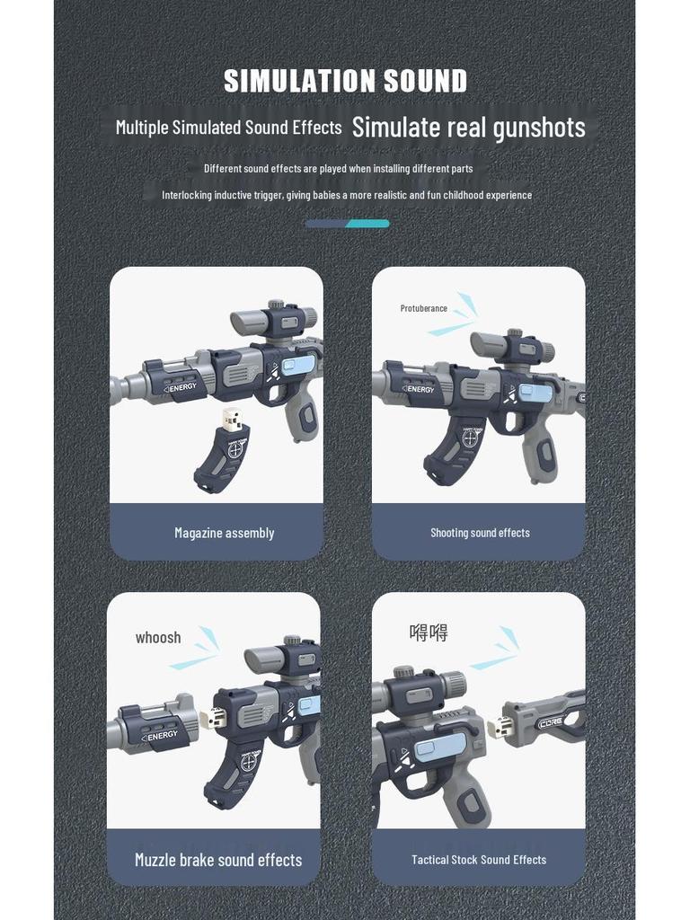 Magnetic Toy Gun with Creative Design and Electric Sound Effects, Ideal Children's Gift for June 1st Birthday.