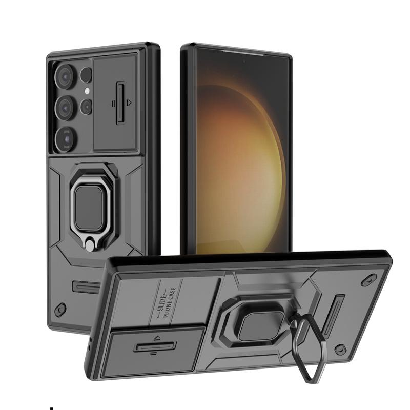 Posuvný kryt fotoaparátu Armor pro Samsung Galaxy S25 Ultra S24 FE S23 Plus A54 A55 M56 A26 A36 A56 5G Kryt s magnetickým kroužkem pro ochranu objektivu