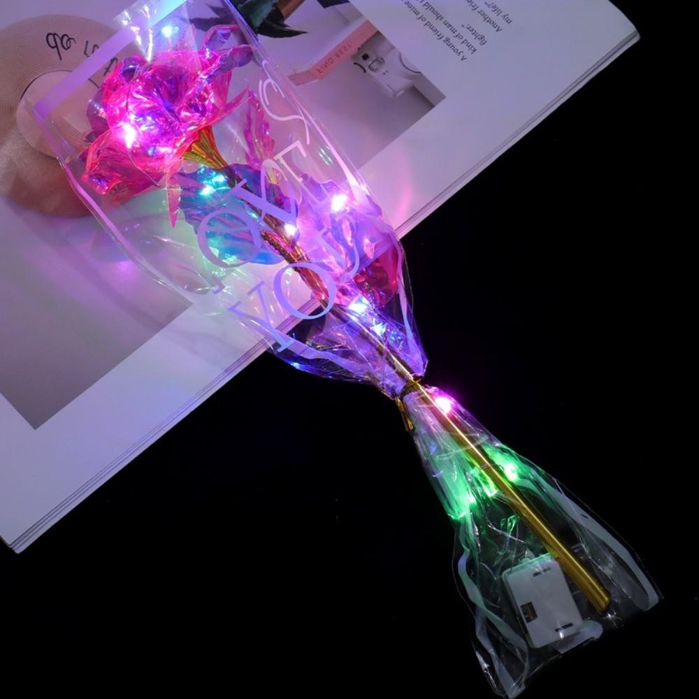 LED Lights Gold Foil Rose Flower Glowing Wedding Fake Flower  Valentine's Day