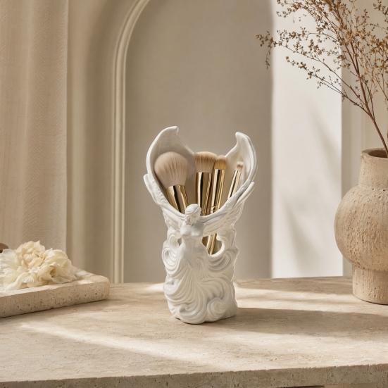 Angel Fairy Pen Holder 3D Printed Cosmetic Organizer Cute Makeup Brush Cup