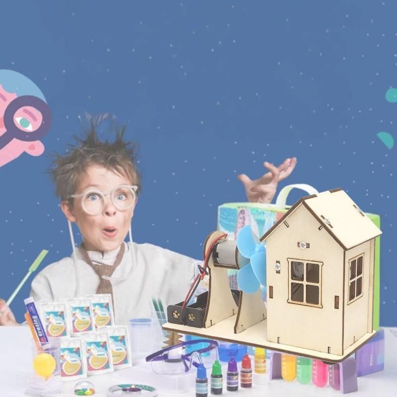 Stem Kids Educational Diy Wind Power Station Wooden Kit For Science Learning