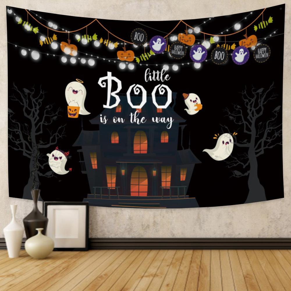 Home Decor Tapestry Witch Pumpkin Halloween Party Ation  Living Room Bedroom Wall  Backdrop Fabric