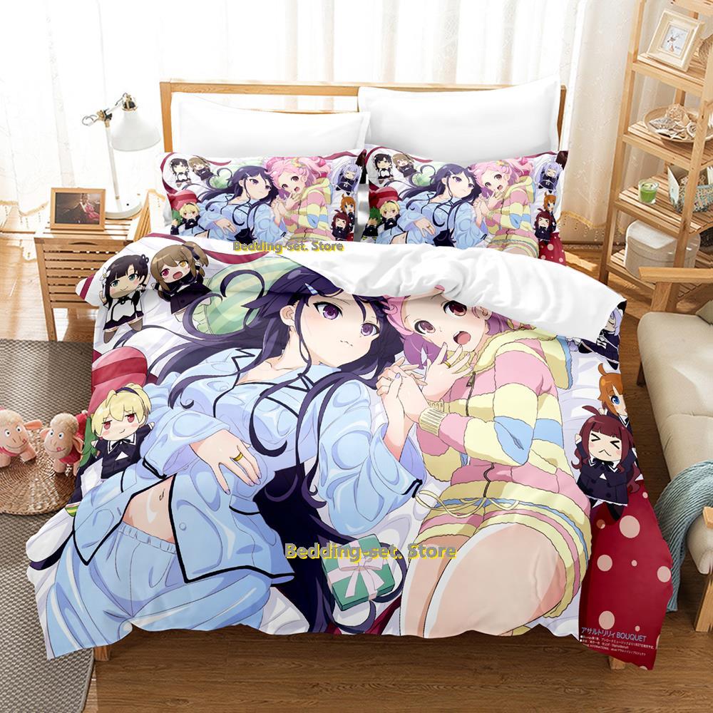 Assault Lily Bouquet Bedding Set Single Twin Full Queen King Size Bed Set Adult Kid Bedroom Three-Piece Suits Anime Bed Sheet Se