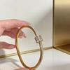 Trendy Stackable Gold Plated Bangles for Women Stainless Steel CZ Crystal Bracelet Luxury Fashion Accessories Mother's Day Gift