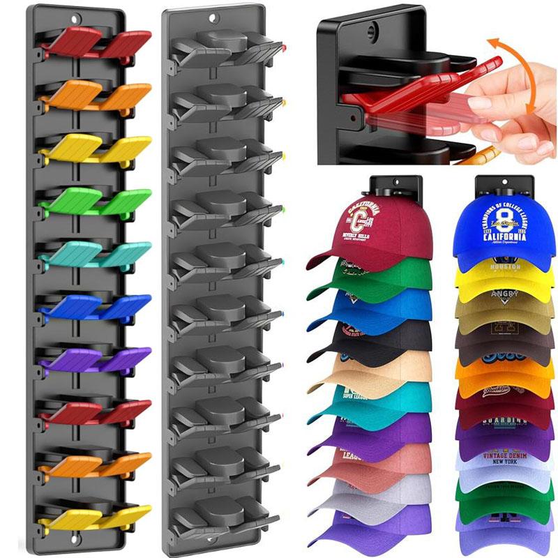 Hat Organizer for Baseball Caps, 1 Pack Hat Rack for Wall with Spring Clips Hold up to 10 Hats, Hat Hanger Storage Holder Display разноцветный