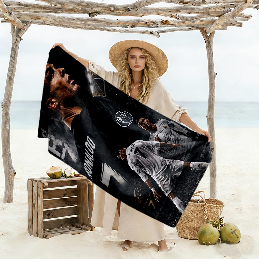 Cr7 Fußballlegende Strandtuch Superweich & Saugfähig Bequem Leicht Perfekt für Reisen Yoga Camping und Schwimmen