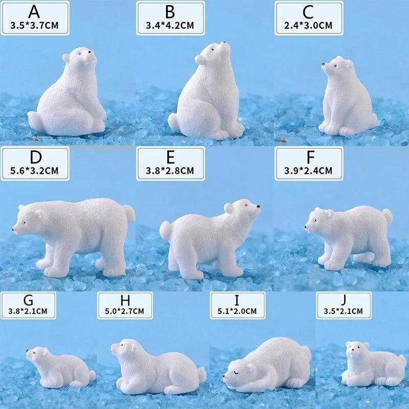 9PCS Cute Resin Polar Bear Miniature Ornaments Landscape Decoration DIY Dollhouse Garden Accessories LS
