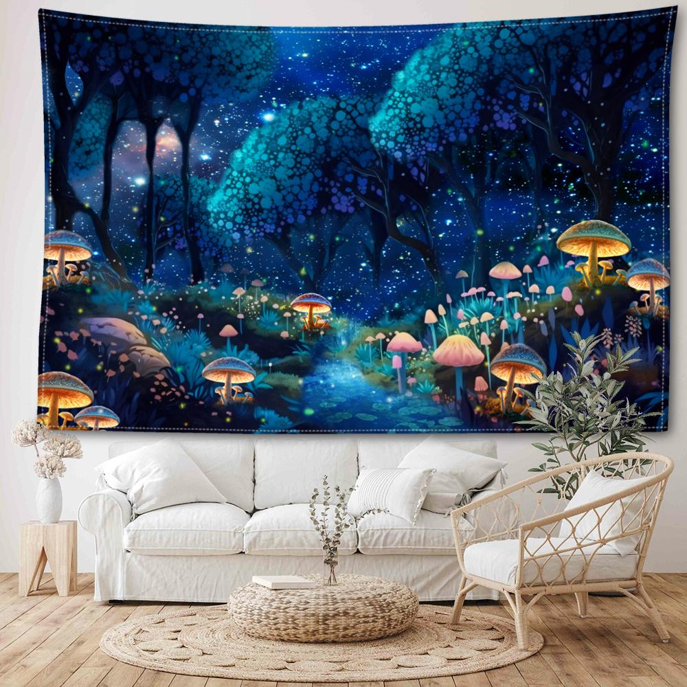 After Rain Mushroom Forest Tapestry Wall Hanging Bohemian Abstract And Minimalist Modern Style Living Room Bedroom Home Decor