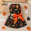 Pet Princess Skirt Funny Halloween Dog Dress Pumpkin Bat Spider Ghost Print Festive Costume for Photos Apparel Puppy with Bow Small Dogs Cats Soft