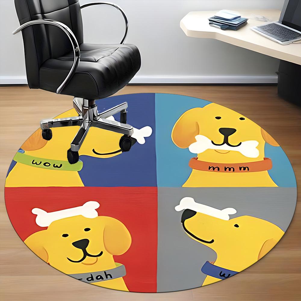1PC Dogs Bones Office Round Area Rug, Mat Suitable For Office, Under Office Chairs Bedroom Living Room Home Decor, Room Deco