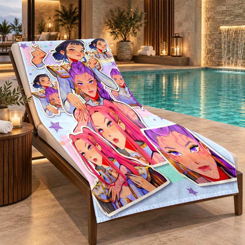Beach Towel with Kpop Demon Hunters Design, Quick Dry Lightweight Towel for Swimming Pool Travel