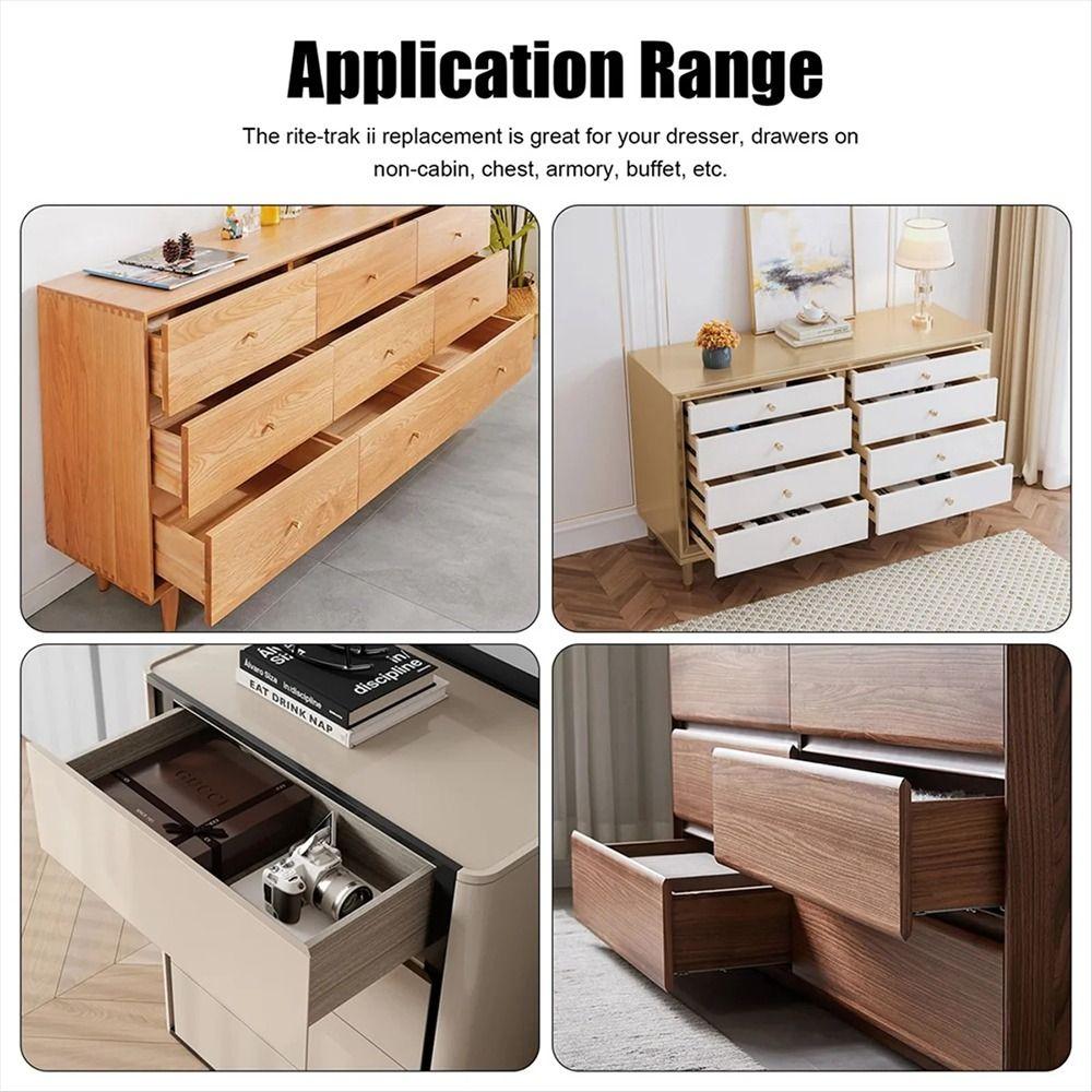1Set Plastic Metal Drawer Guide Slide Accessory with Roller Brown Drawer Track Slide Kit Universal Drawer Slide Replacement Part