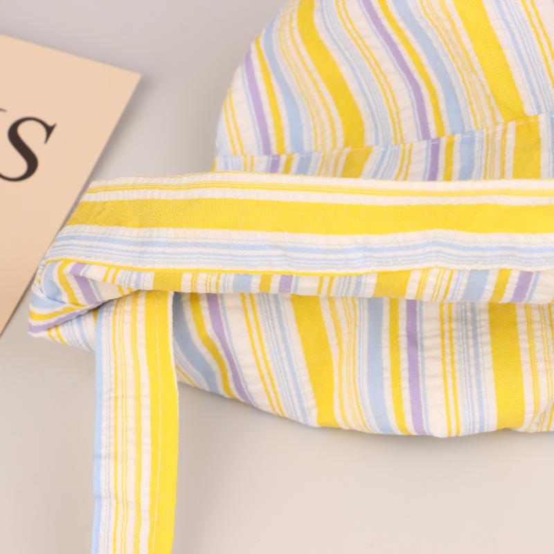 Chapeau Bob à Carreaux à Bord Large et Lacets Été Extérieur Polyvalent Crème Solaire Doux Couleur Contrastée Carreaux Casquettes pour Femmes