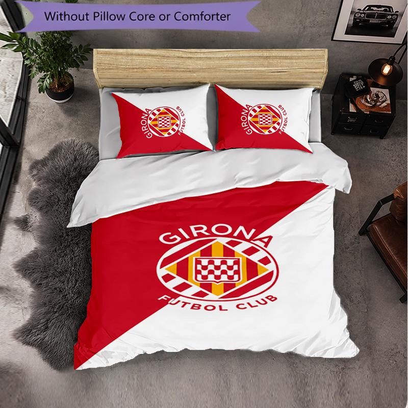 Girona FC Themen Bettwäsche 3-teiliges Bettbezug-Set Dekorative Bettwäsche für Jugendzimmer Heimdekoration
