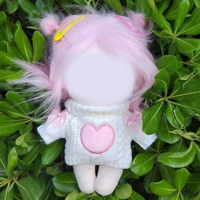 20cm Boneca Camisola Rosa Coração Laço Tricô Roupas de Tricô Algodão Bonecas Recheadas Trocar Jogo de Vestir
