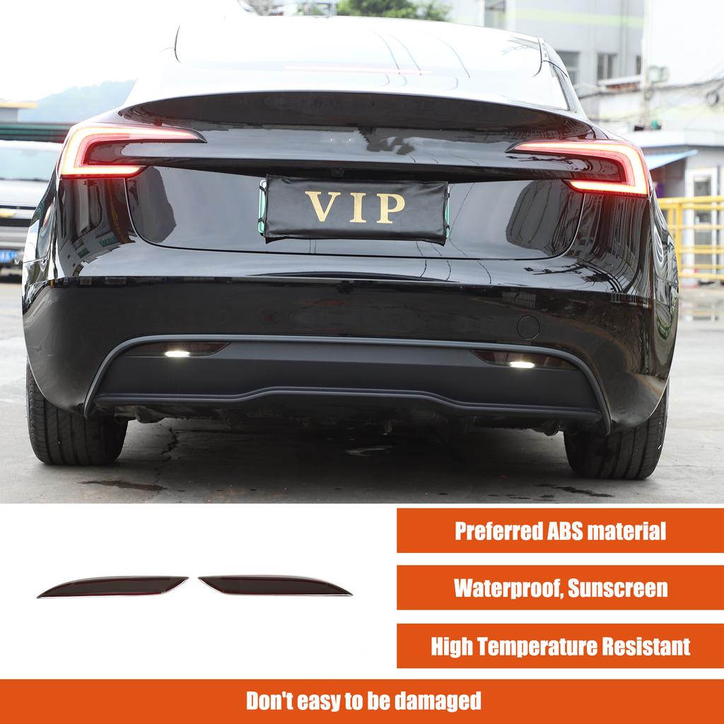 Smoked Black Rear Fog Tail Light Lamp Decor Cover Trim for Tesla Model 3 +