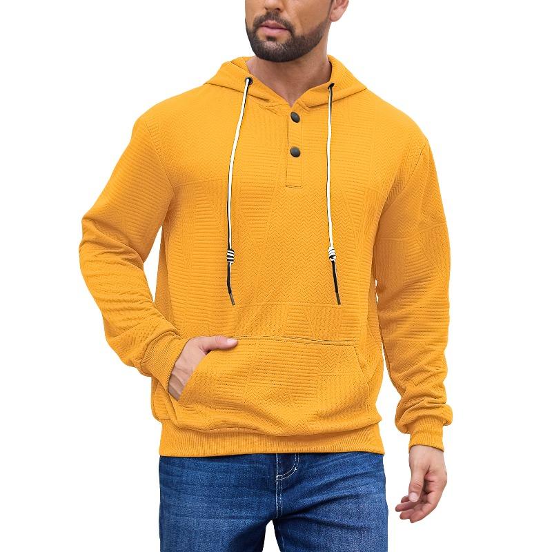 Spring and Autumn Pullover Solid Color Jacquard Casual Sports Loose Long Sleeve Hooded Half Cardigan Sweater Men