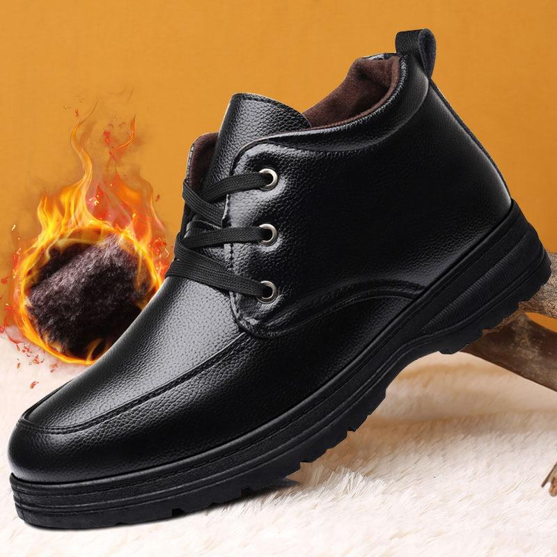 Men's cotton shoes genuine leather cotton boots pilot quick heat shoes velvet thermal cotton leather shoes wool thermal snow boots