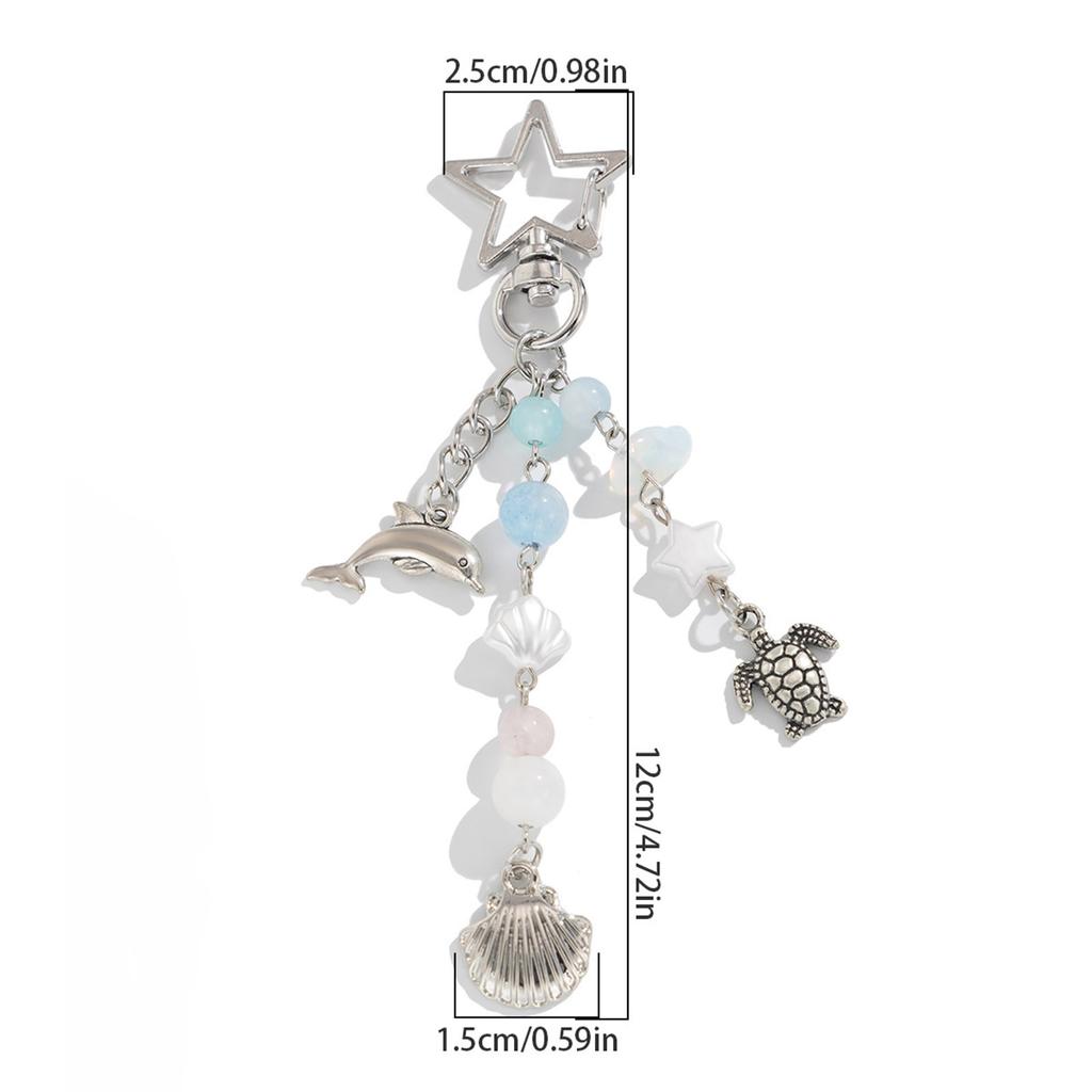 Oceanics Themed Dolphin Seashells Turtles Keychain Portable for Travel Enthusiasts And Personalize Accessories Lovers