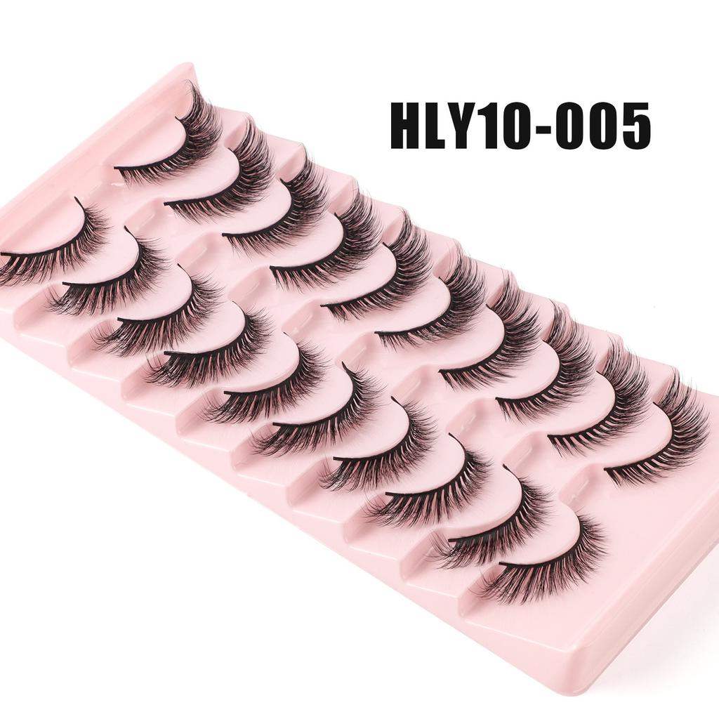 Ten Pairs Of Diagonal Flying Fox Eye False Eyelashes, Natural Thick Curled Eyelashes