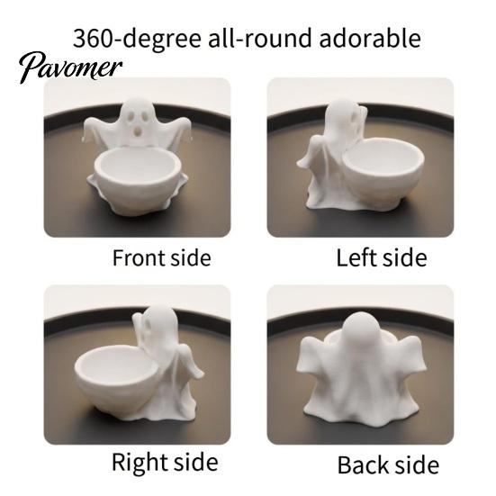 Decorative Ghost Figurine 3D Printed Storage Ornament, Cute Candy Bowl, Halloween Desktop Minimalist Home Decor Jewelry Holder, Creative Desk