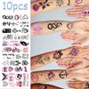 10 hojas Pegatinas de tatuaje de calavera americana de dibujos animados para brazo, cara, cuerpo, tatuajes temporales impermeables, regalos para fiesta de festival infantil