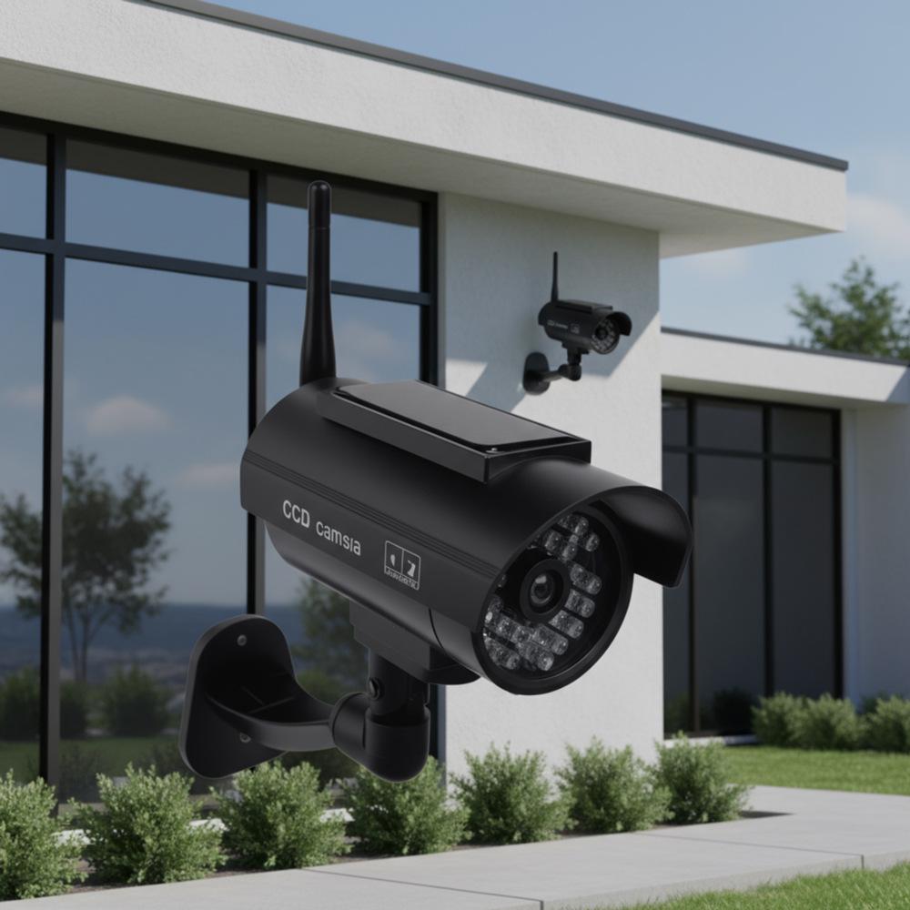 Solar-Powered Dummy Security Camera with Light and Antenna Simulation